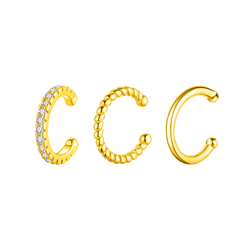 The women's light luxury and niche design three-piece set of ear bone clips without ear holes is a new trend in 2024 Item Picture