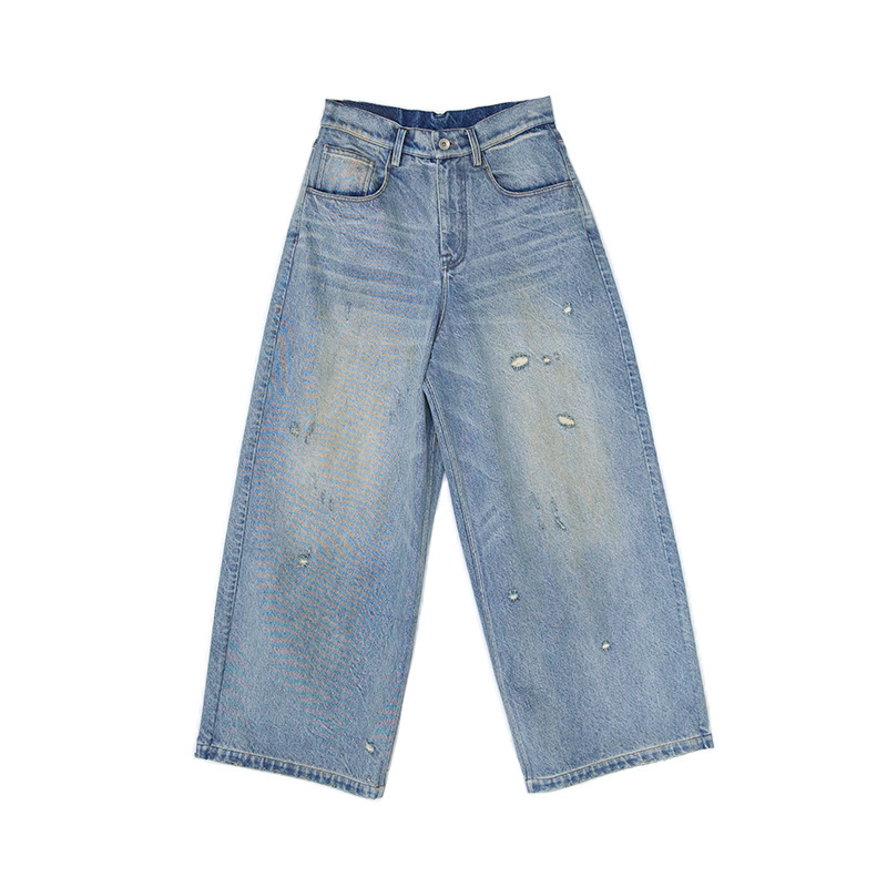 【 Random Thoughts 】 Summer Storm Ripped Heavy Washed jeans straight-leg pants for all four seasons Item Picture