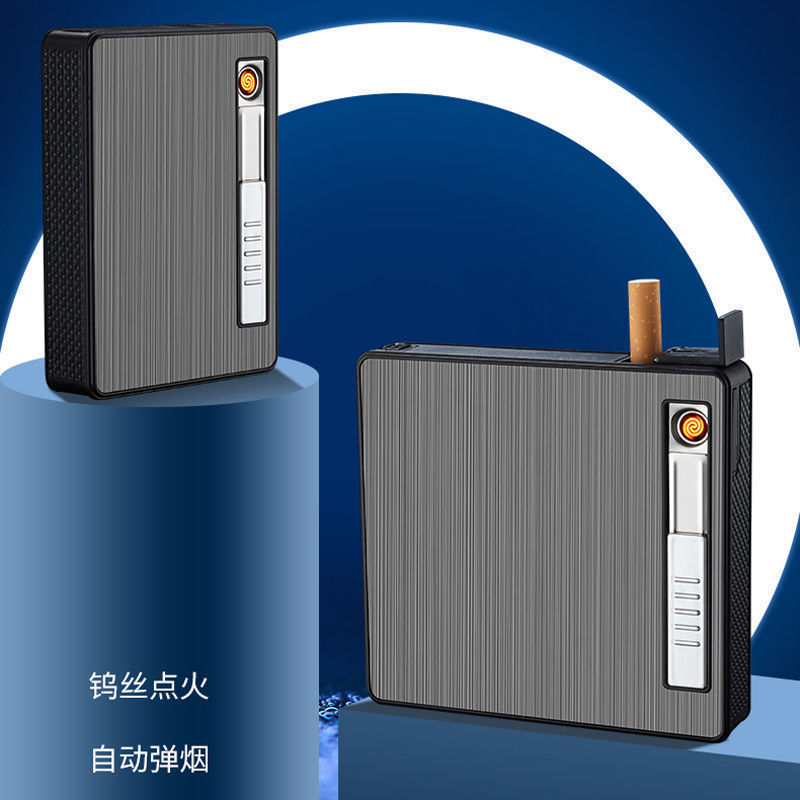 New cross-border automatic cigarette cartridge lighter integrated charging windproof portable cigarette case lighter, men's trend Item Picture