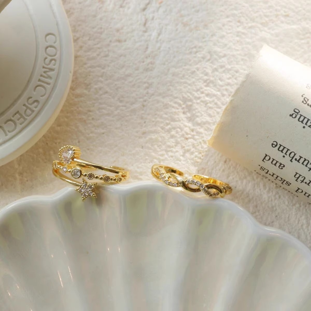 Kimoj's New Heart-Shaped Five-Pointed Star Ring Is A Fashionable, Light Luxury, Niche And Unique Instagen-Style Ring With A High-End Feel Specification drawing