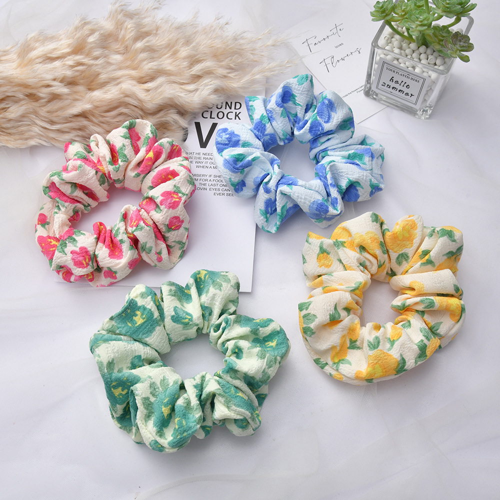 韩式少女甜美大肠发圈花卉清爽发饰发圈田园森系网红发圈厂家直销