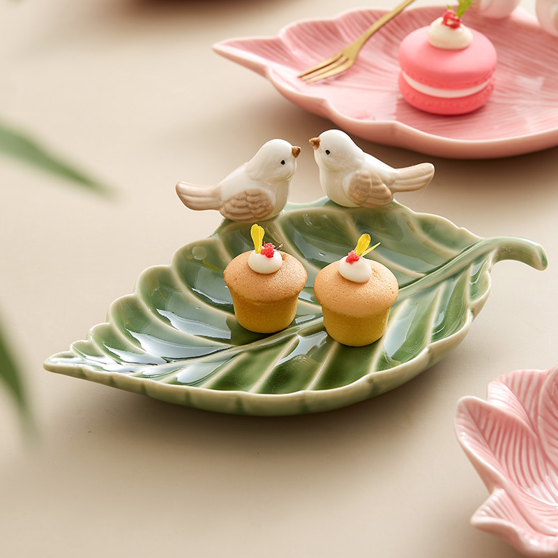 小鸟点心盘陶瓷珠宝首饰收纳盘创意可爱置物架肥皂碟轻奢高档摆盘