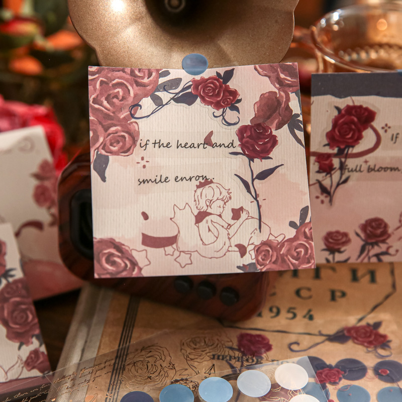 Mr. Paper Gold Three Set Sticky Note Rose Star Series Retro Rose Hand Tent Decorative Base Message Paper Specification drawing