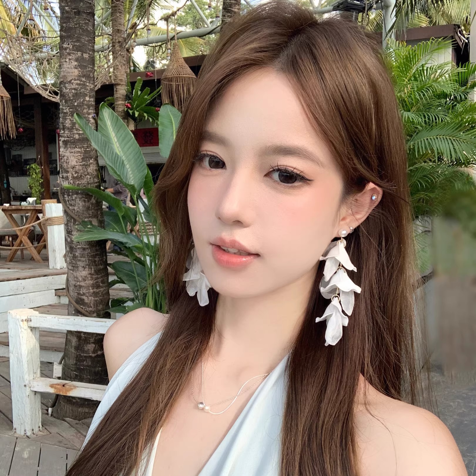 云雾栀子 新款度假花朵流苏耳环女高级感夸张海边耳饰绝美