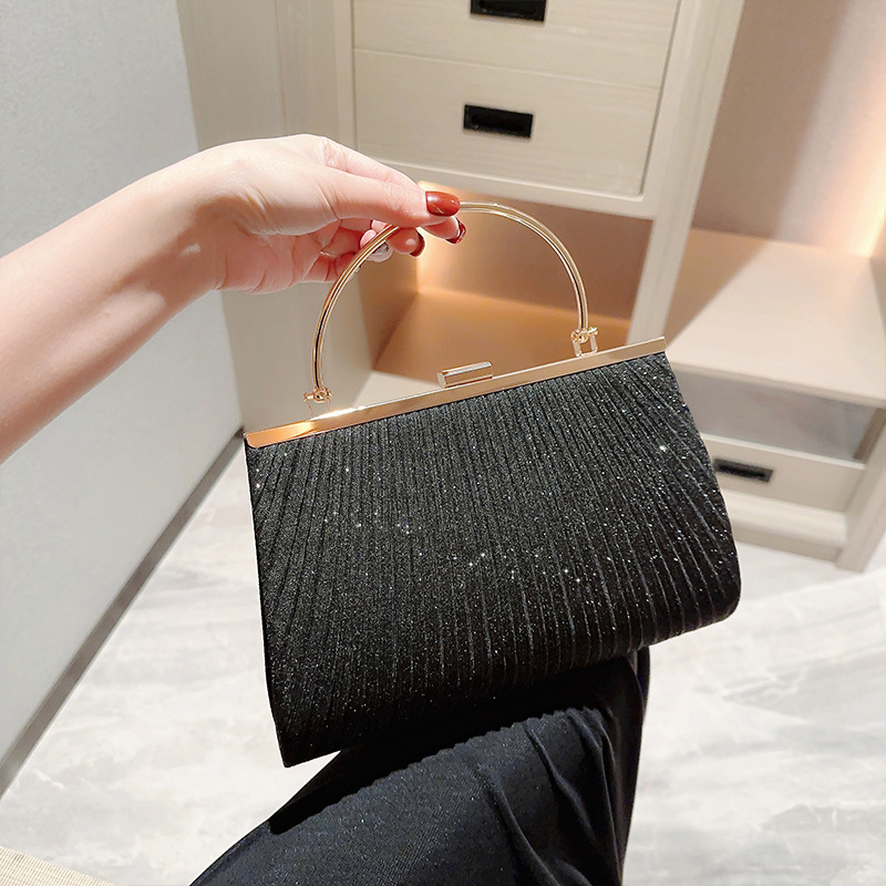 New Shiny Ruffled Large Capacity Handbag Female Princess Bag Skew Straddle Dinner Bag Dress Bag Ktv Bag Small Application Scenario
