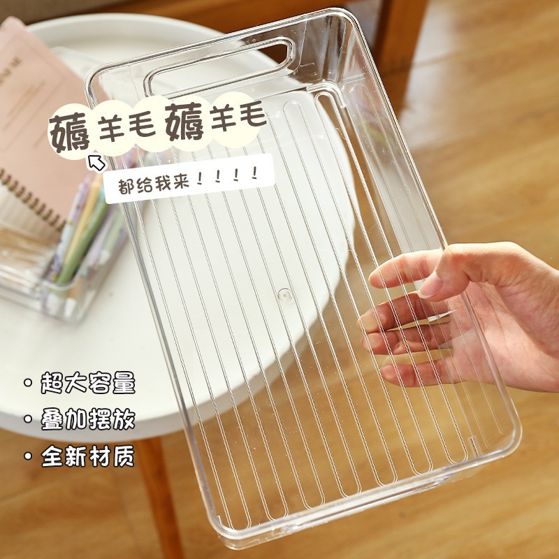 Thickened acrylic storage box, high-definition transparent home desktop, beauty, mask, snack and sundries storage rack Application Scenario