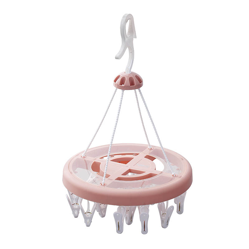 Circular rotating hook underwear socks drying rack Plastic PP solid color simple dust drying tool 20 clip drying clip Item Picture