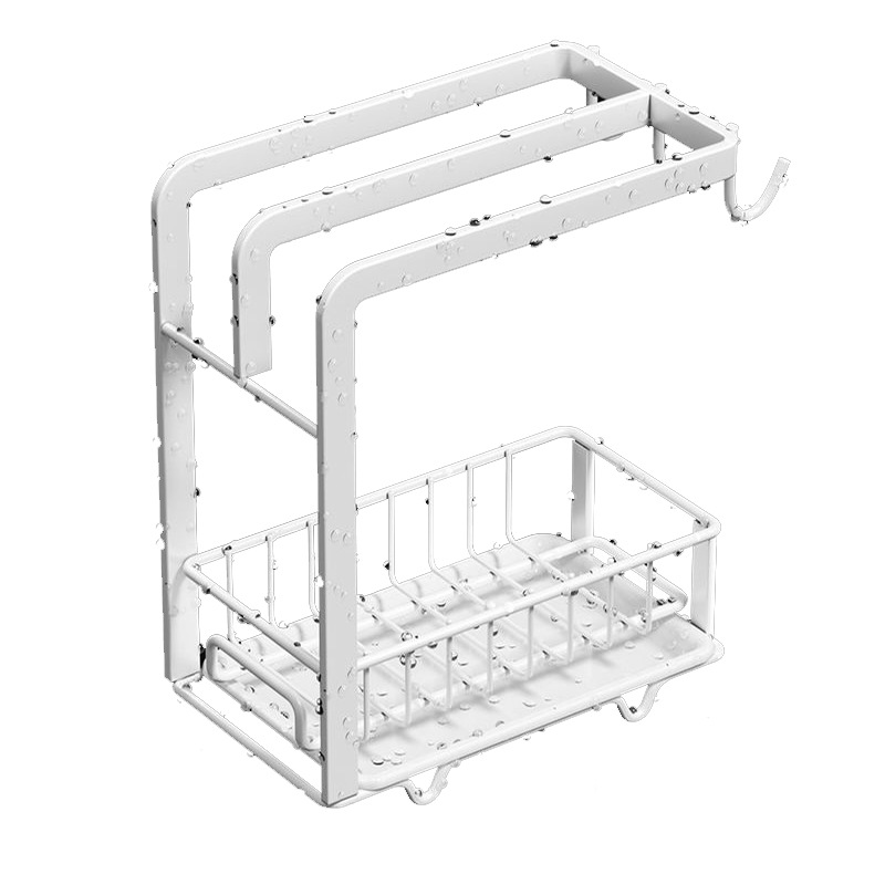 Kitchen cloth rack, non-perforated countertop storage rack, sponge draining rack, multi-functional air-drying wall-mounted towel rack Item Picture