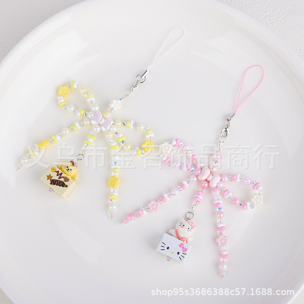A new cute cartoon doll from South Korea, a bow phone chain, a sweet keychain pendant, and a food toy keychain pendant Item Picture
