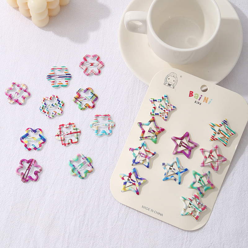 Children's Hair Clip Color Plaid Shaped Bb Clip Girls Hair Accessories Cute Baby Bangs Clip Little Girls Broken Hair Clip Specification drawing