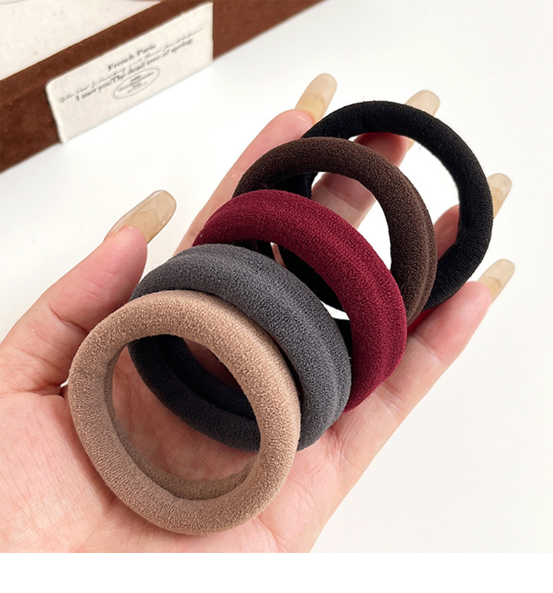 加粗高弹力无缝接马尾头绳耐用不伤发丸子头发绳百搭基础款毛巾圈详情10