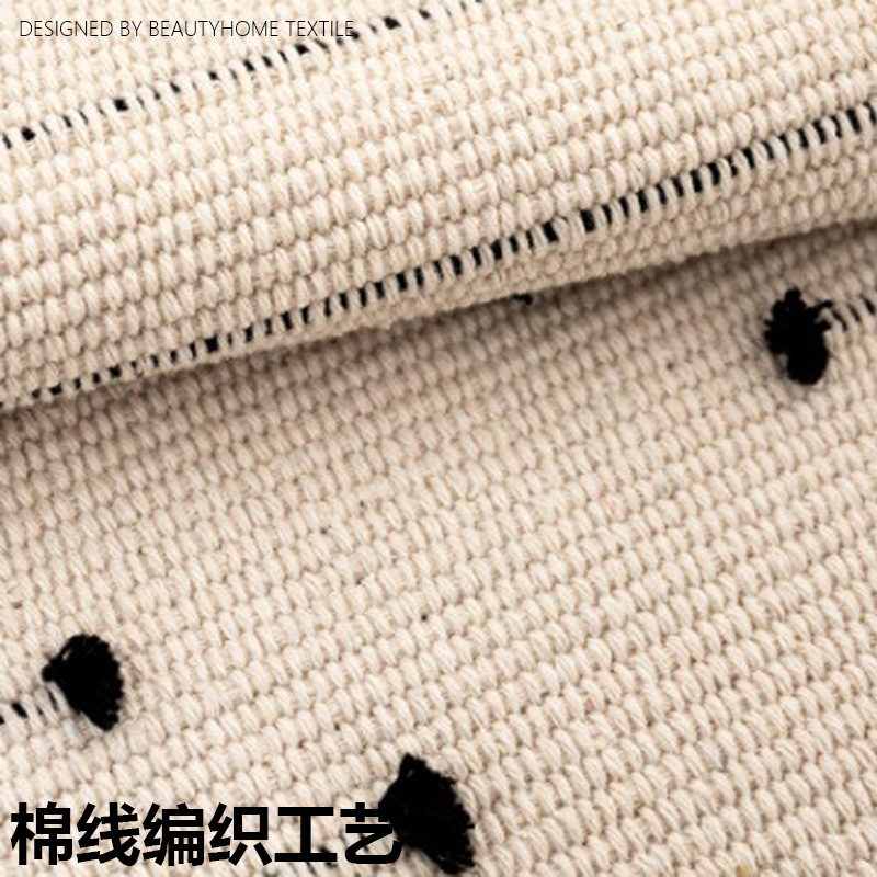 Cotton Woven Cut Floral Carpet Home Living Room Ethnic Style Mat Simple Bedroom Bed Bed Fringe Foot Mat In Front Of Bed details Picture