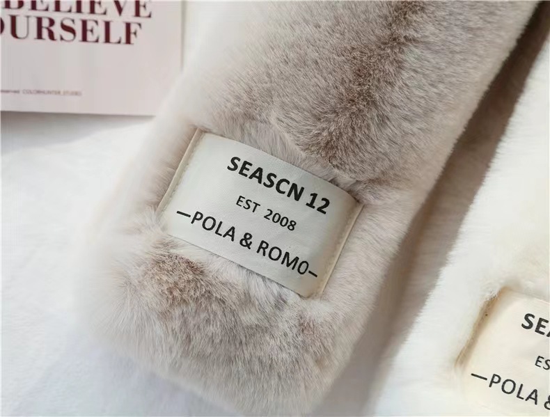Autumn and winter scarf, thickened plush Korean-style solid color fur scarf, warm faux rex rabbit fur cross fur collar scarf, sent on behalf pic 7