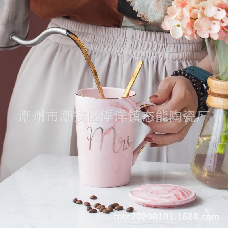 创意大理石纹陶瓷杯情侣马克杯咖啡杯活动礼品伴手礼水杯可做logo详情图3