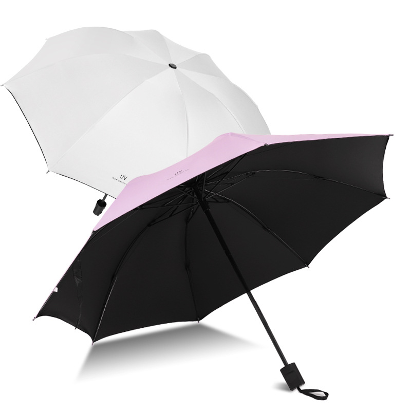 Korean girl's three-fold thickened black vinyl sun protection and shading forest-style sun umbrella UV thickened umbrella wholesale price Specification image