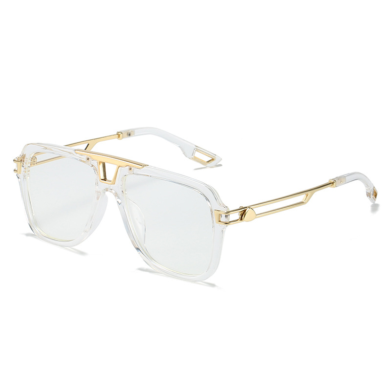 2022 New style European and American sunglasses, artistic square frame crossbeam sunshade, sun protection, perforated metal leg sunglasses for women Item Picture