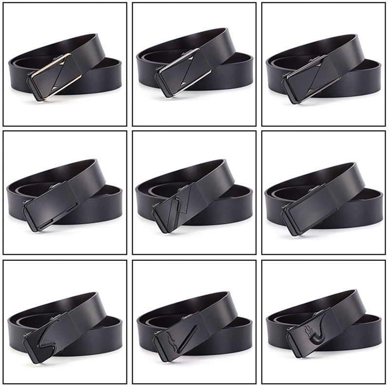 Manufacturers Direct Toothless Automatic Buckle Belt Men's Leather Laser Logo Business Leisure Belt Wholesale Male Hair Specification drawing