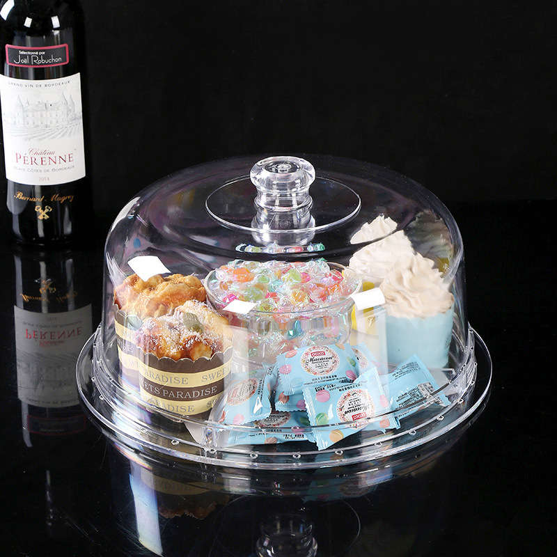 Creative Fruit Tray With Lid Bread Dry Fruit Snack Cake Tray Transparent Dessert Shop Display High Tray details Picture