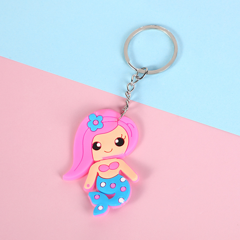 New Cartoon Mermaid Keychain Party Promotion Small Gift Bag Small Pendant Soft Plastic Keychain details Picture