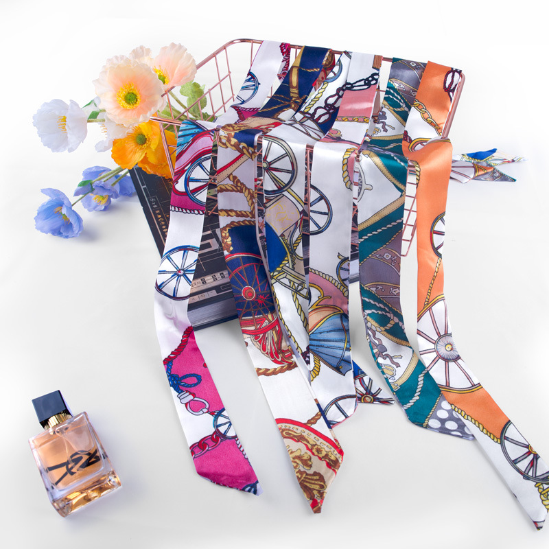 Silk Scarf Wholesale Manufacturers Bind Long Small Silk Scarf Packaging Gift Box Accompanied By Gift Bag Silk Scarf Decorative Ribbon Silk Scarf