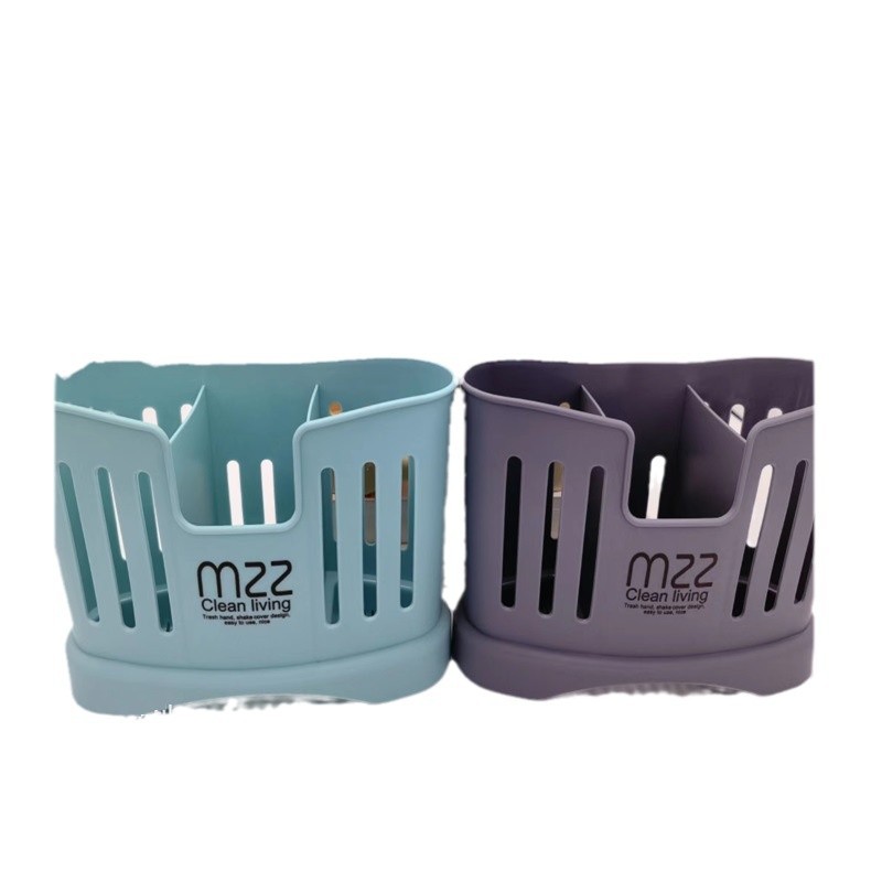 New type of plastic pen holder chopstick cage two-compartment chopstick stand can drain water 筷笼 plastic room cutlery cage Item Picture
