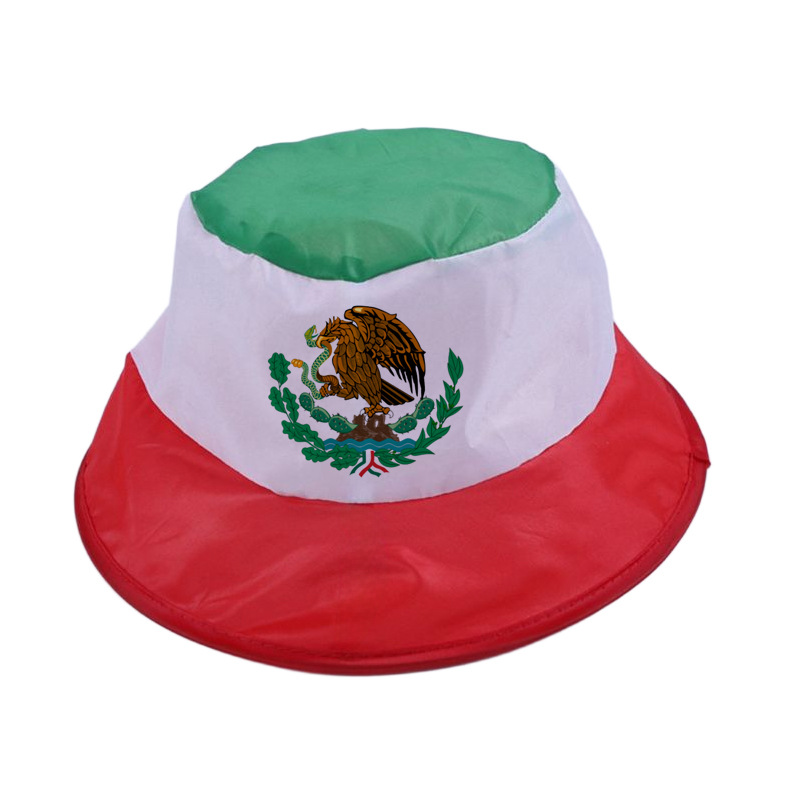 Cross-border World Cup fisherman hats for the US, Canada and Mexico, outdoor sun protection hats, fan supplies, Mexican flag basin hats Item Picture