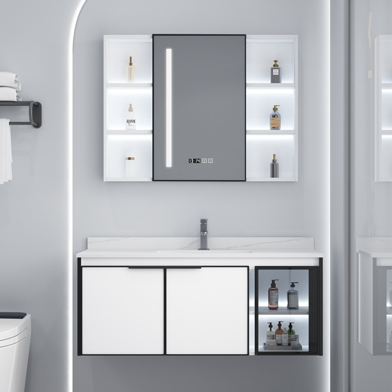 Rock Panel Bathroom Cabinet Combination Washbasin Cabinet Washbasin Cabinet Bathroom Aluminum Alloy Washing Table One Pool Simple Wind Application Scenario