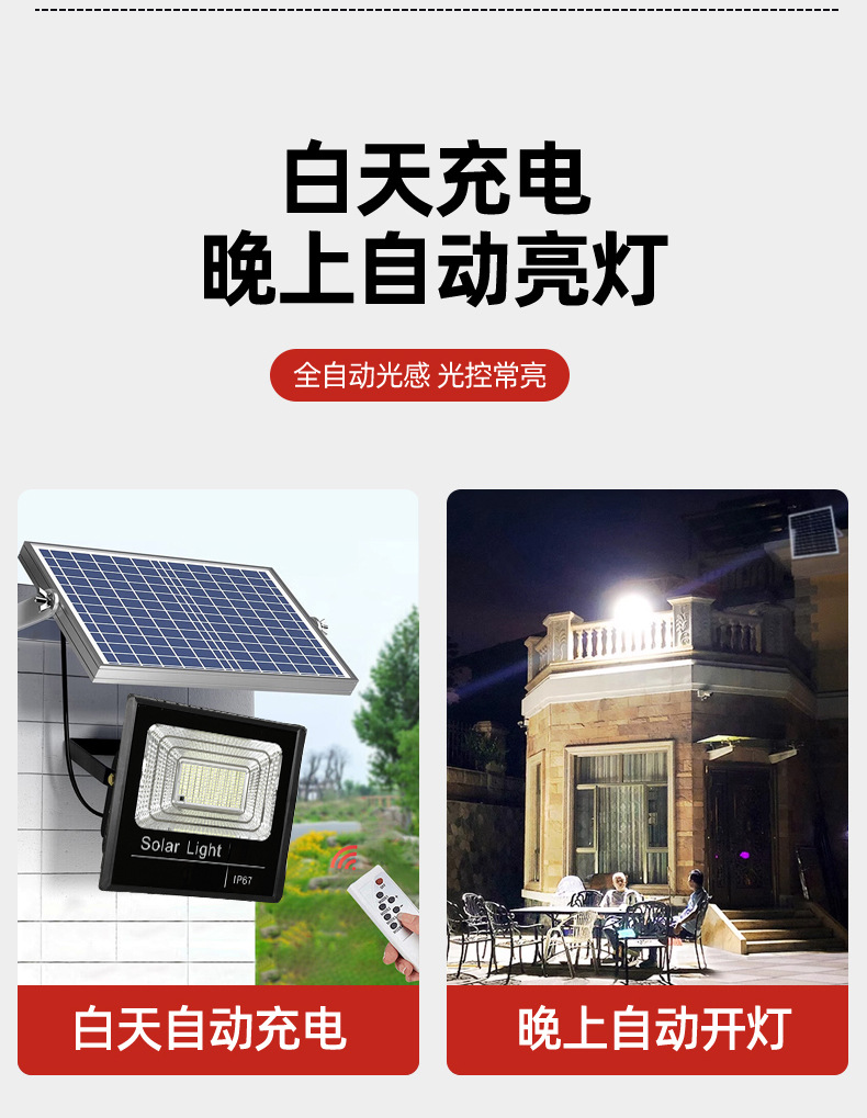 Solar lamps, household cross-border outdoor garden lighting, street lamps, led high-power floodlights, ultra-bright and waterproof pic 8