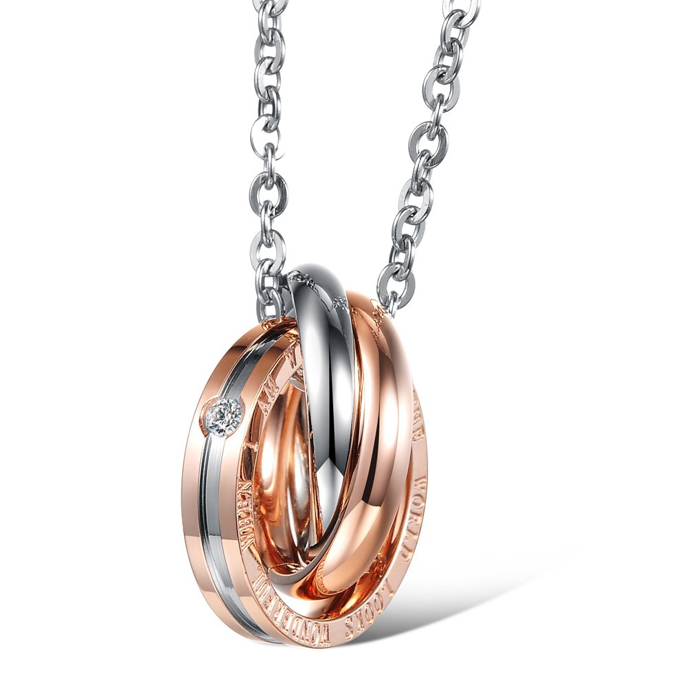 Opk Source Manufacturers Stainless Steel Men's And Women's Jewelry Ring Interlocking Titanium Steel Couple Necklace Gift Item Picture