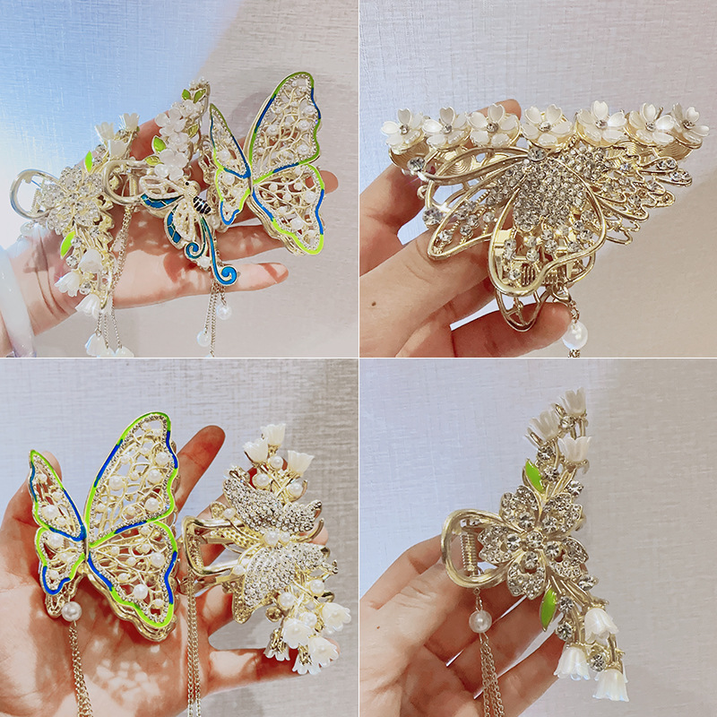 金属蝴蝶抓夹女后脑勺发夹大号高级感鲨鱼夹发卡头发夹子头饰新款