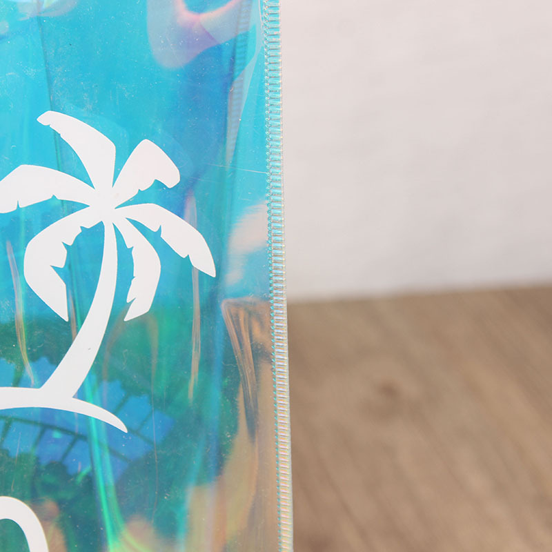 pvc handbag, iride-colored laser gift packaging bag, Ins-style corporate advertisement printed LOGO, exhibition gift handbag details Picture