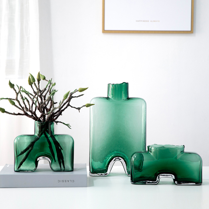 玻璃花瓶/彩色花瓶/北欧艺术造型细节图