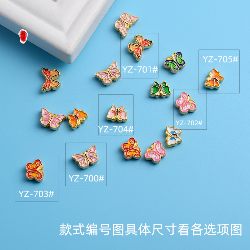 Butterfly Pendant Fresh Sweet Three-Dimensional Color Butterfly Pendant Hand Earrings Bracelet Necklace Alloy Diy Accessories Specification drawing