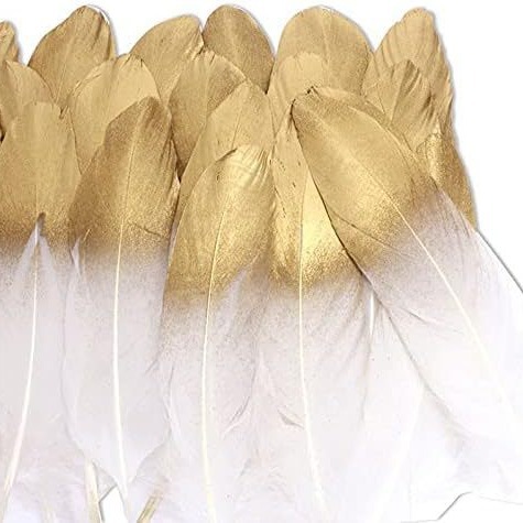 现货 金色羽毛15-20cm喷金羽毛 鹅毛DIY手工装饰刷漆羽毛饰品辅料