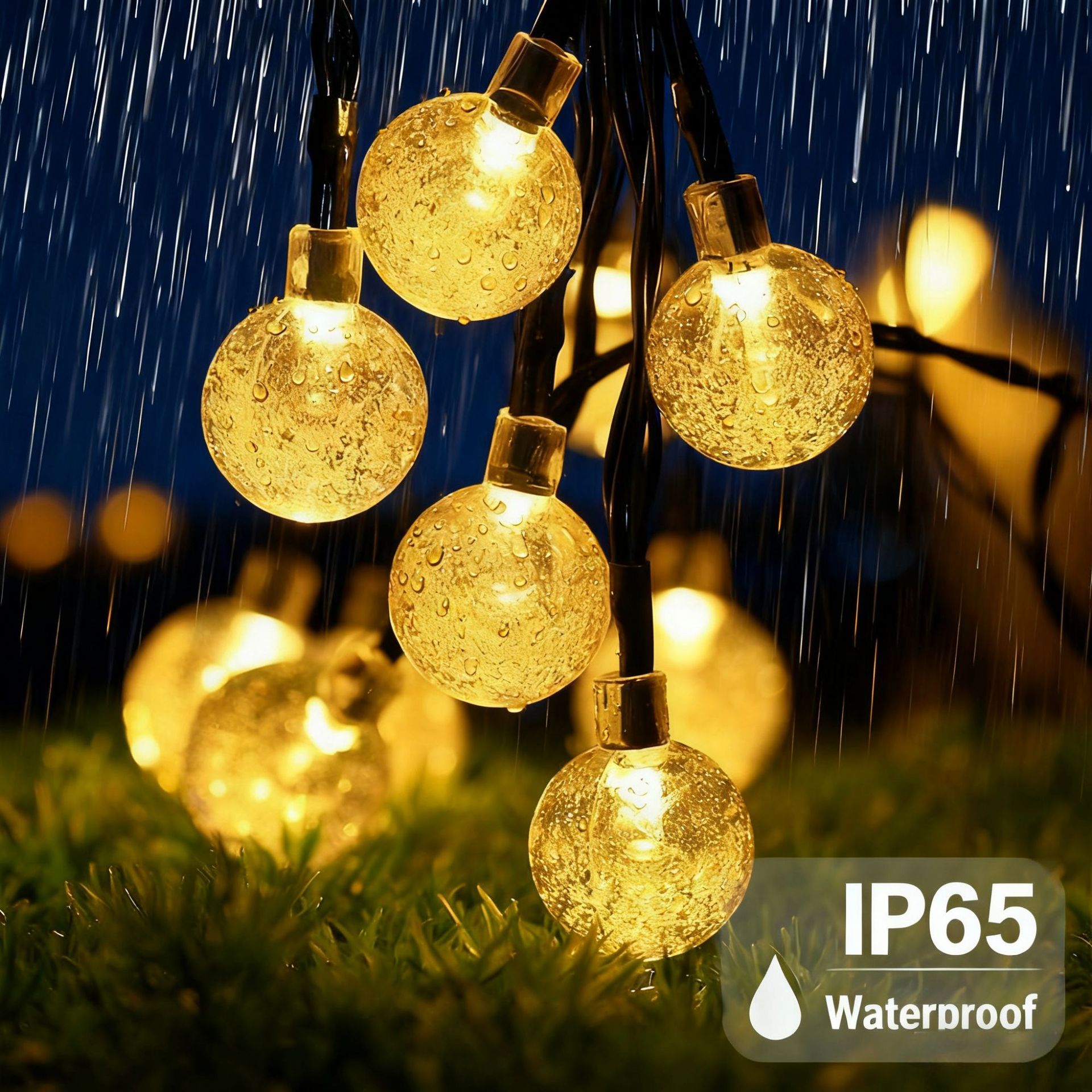 Cross-border led solar light strings, courtyard outdoor waterproof bubble ball colored lights, Christmas camping ultra-bright ins ambient lights details Picture