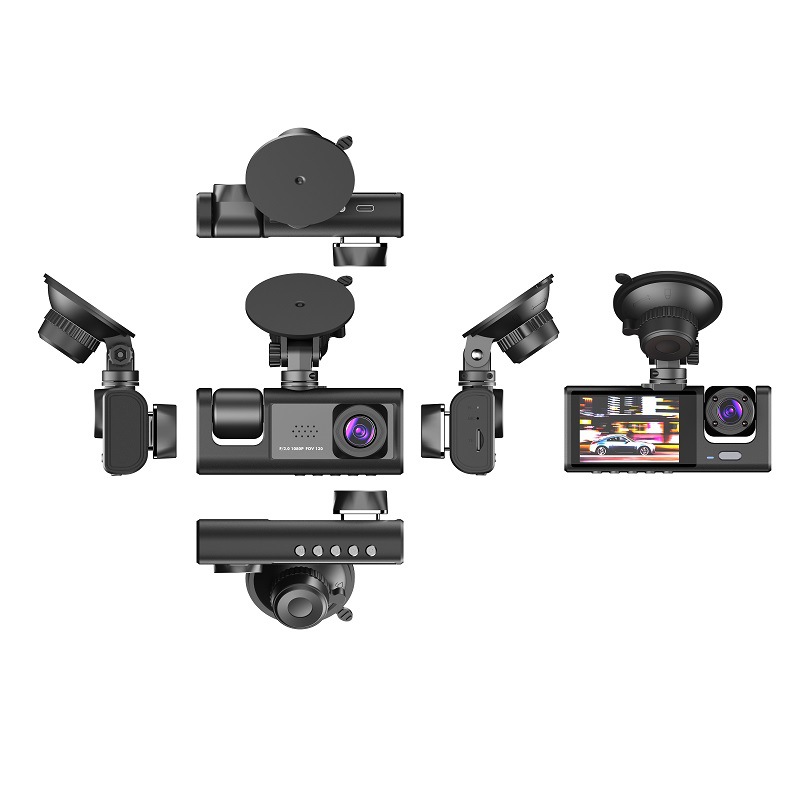 S1 New 2-inch screen triple recording high-definition 1080p dashcam, front, middle and rear panoramic triple lens R300 upgraded version Application Scenario