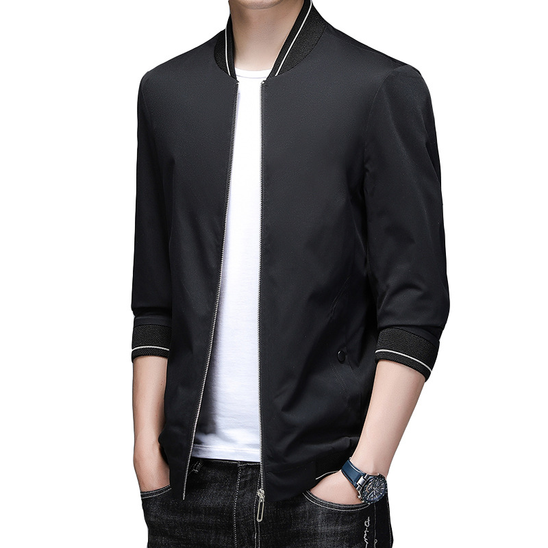 Baseball jacket men's 2022 Autumn new Youth stand-up collar business casual men's solid color versatile top jacket Item Picture