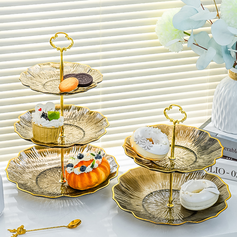 Fruit Tray Living Room Home Tea Table Multi-Layer Afternoon Tea Heart Cake Plate Dessert Front Desk Display Shelf Light Luxury details Picture