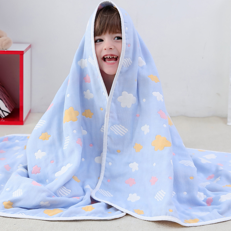 110*110cm婴儿浴巾盖毯6六层提花纱布童被婴幼儿童宝宝纯棉浴巾详情图2