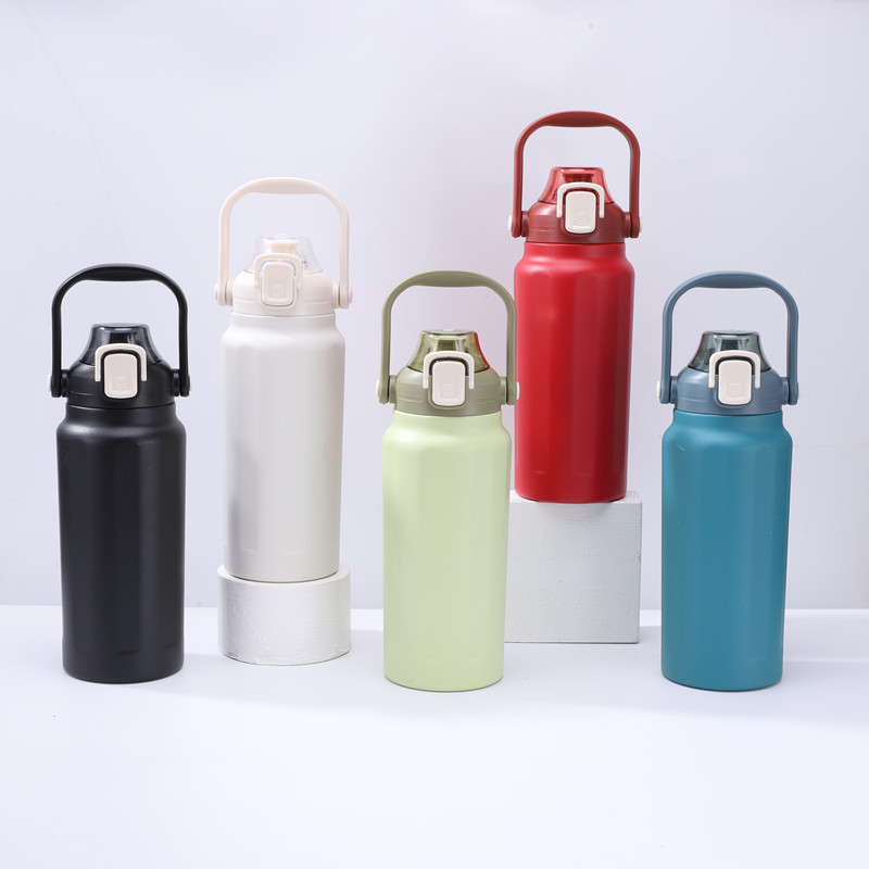 跨境大容量316不锈钢运动水壶户外便携手提旅行水杯1200ml保温杯