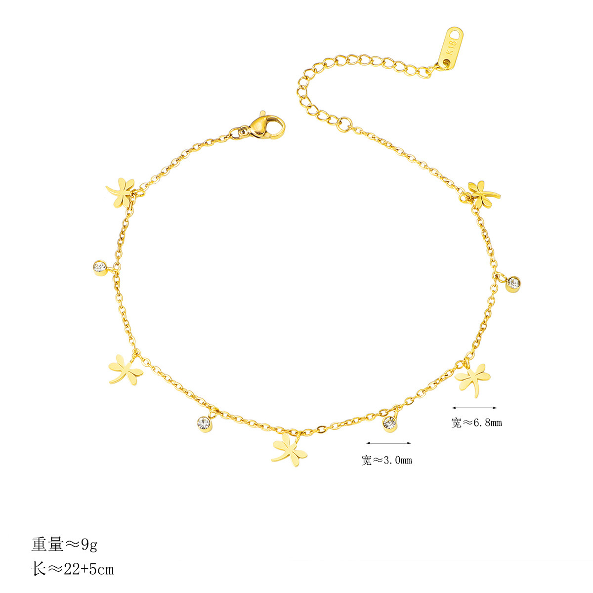 European and American Amazon dragonfly short tassel zircon pendant anklets, stainless steel ankle chains, fashionable and trendy women's accessories Application Scenario