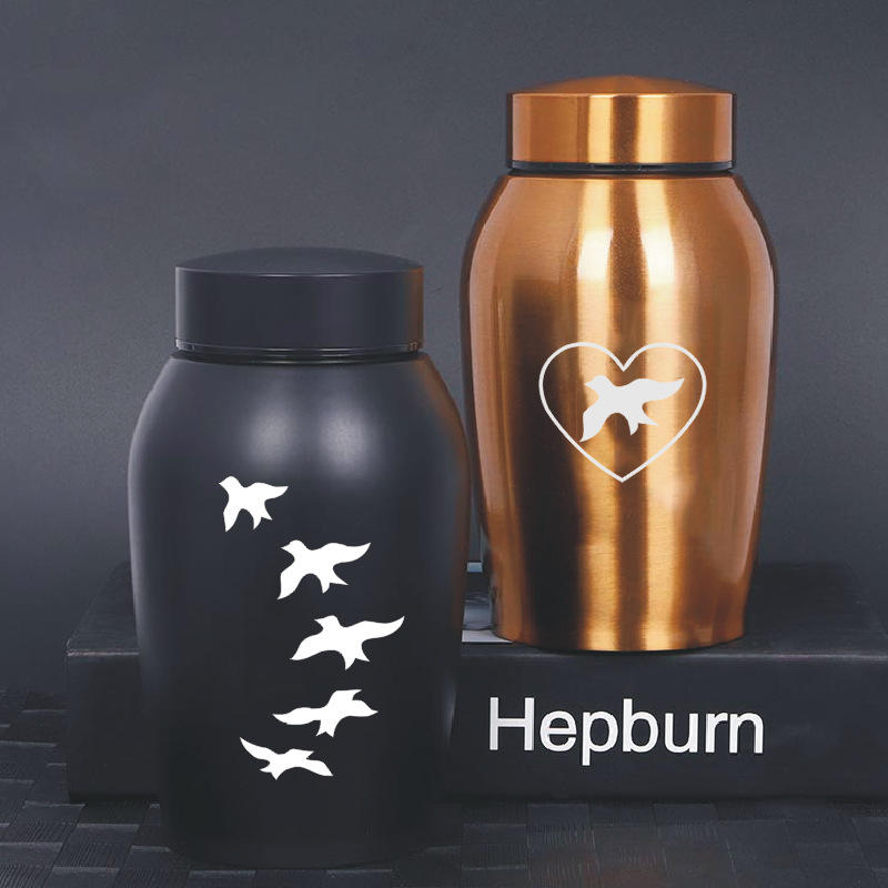 Cross-border export of stainless steel urns for cats and dogs in various sizes, metal-sealed funeral supplies, and engraved pet urns Specification image