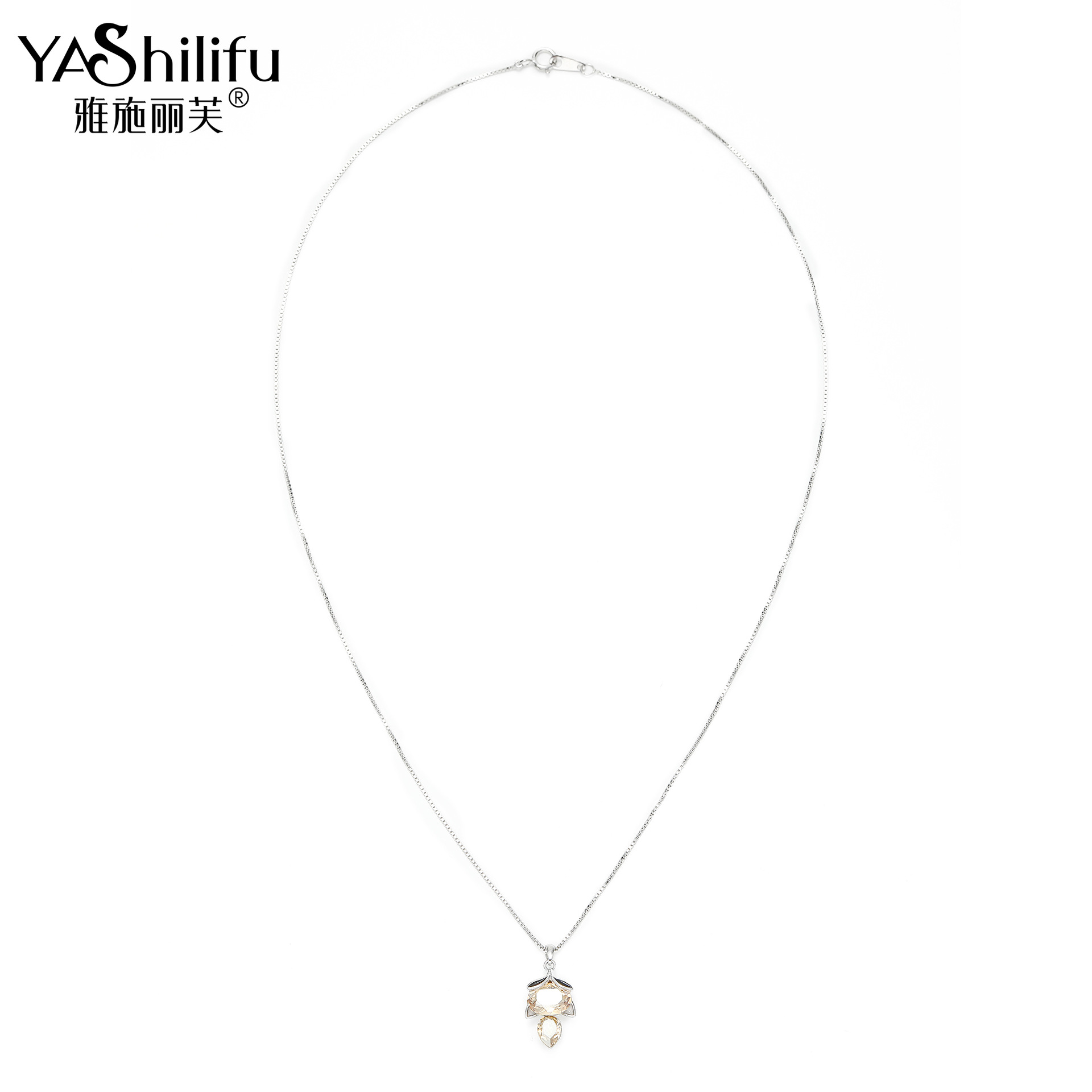 Yashlief S925 Silver jewelry Shi Jia Crystal Little Fox Pendant Gift Light luxury cute little fairy wind necklace woman Item Picture
