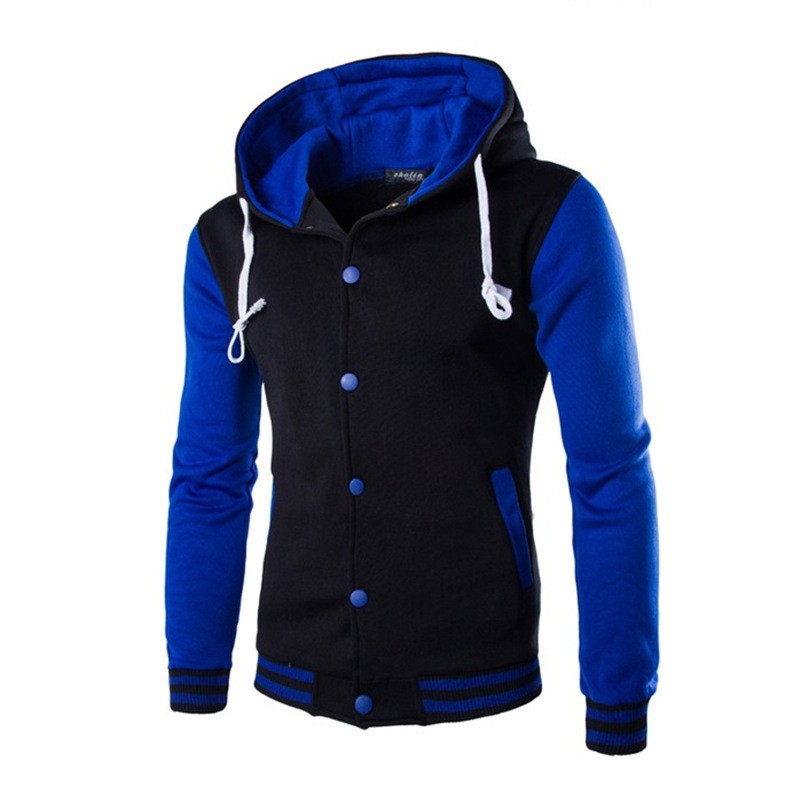 New hooded baseball jacket for men, eight-color fitted cardigan, short fleece sweatshirt Specification image