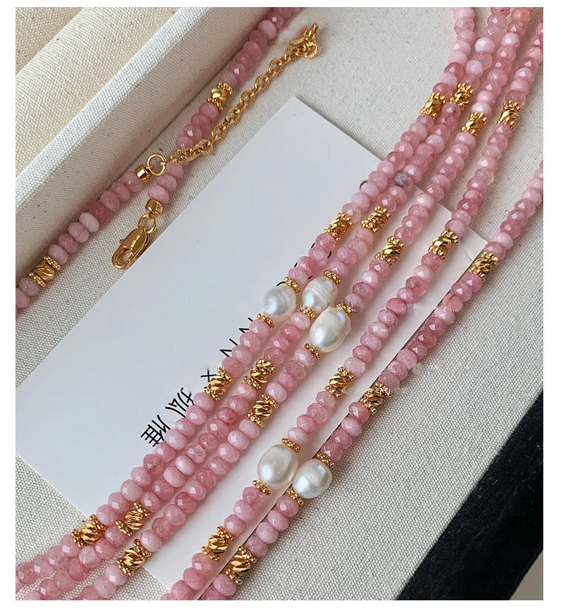 粉色水晶天然石珍珠项链女秋冬高级感小众多巴胺新中式锁骨颈链饰详情12