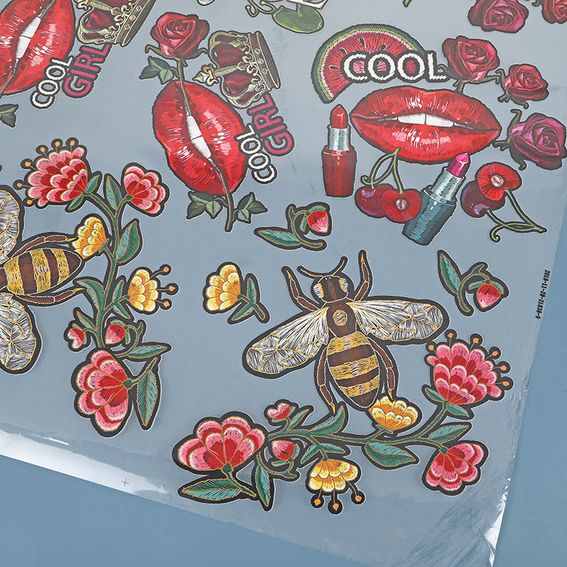 厂家直供创意彩色花朵蜜蜂装饰时尚服装装饰DIY辅料反刺绣烫画详情图2