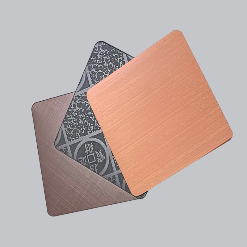 Al por mayor acero inoxidable cepillado de oro rosa acero inoxidable espejo color placa SUS304 acero inoxidable color placa decorativa Specification image