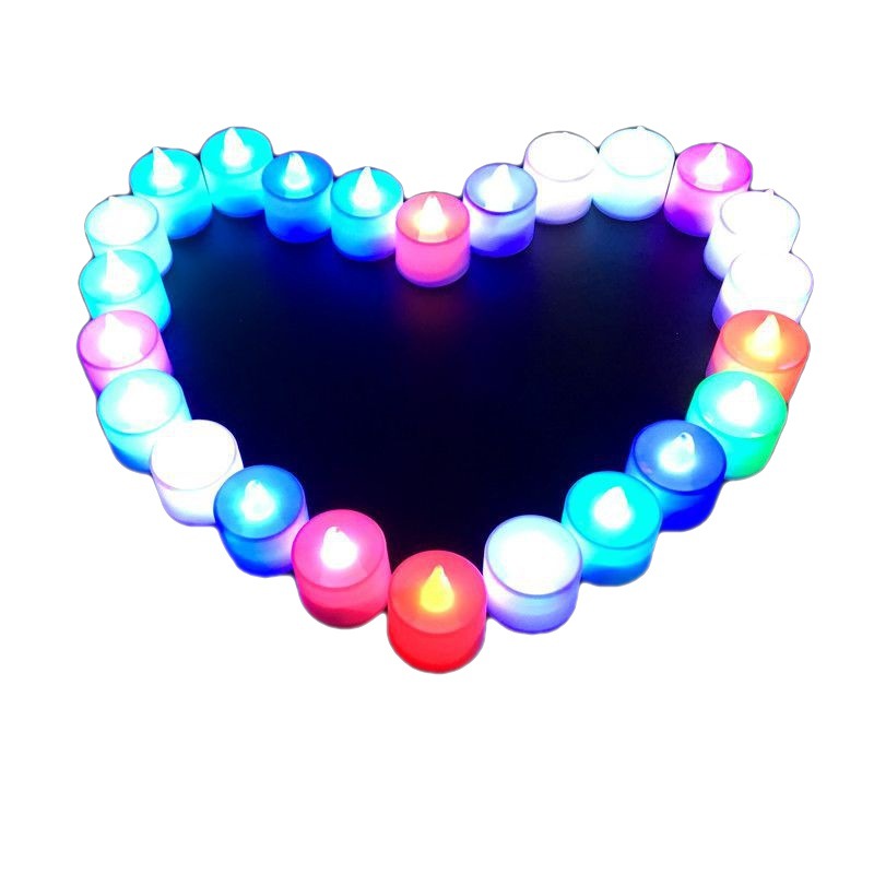 Electronic Candle Led Candle Light Romantic Birthday Proposal Surprise Confessions Props Heart-Shaped Electronic Color Candle Manufacturers Item Picture