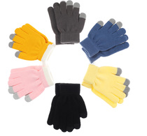 Children's gloves women's winter warm touch screen cute cartoon knitted wool thickened winter winterproof kids printed logo