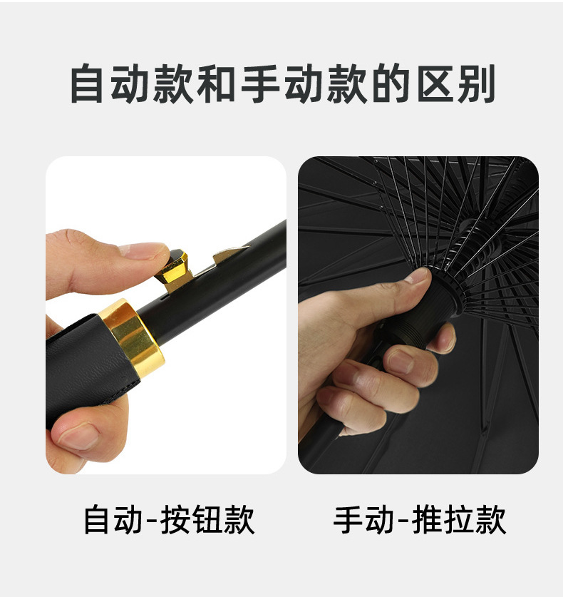 24骨雨伞批发定制logo长柄直杆大伞超大抗风三人广告伞防晒晴雨伞详情16